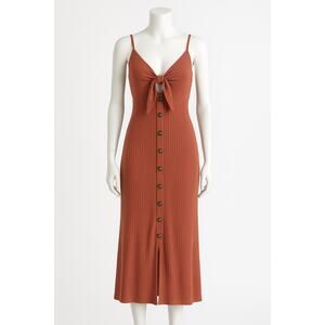 Xhilaration Women’s Plus 1X Red Maxi Dress Tie Front Button Down Spaghetti Strap